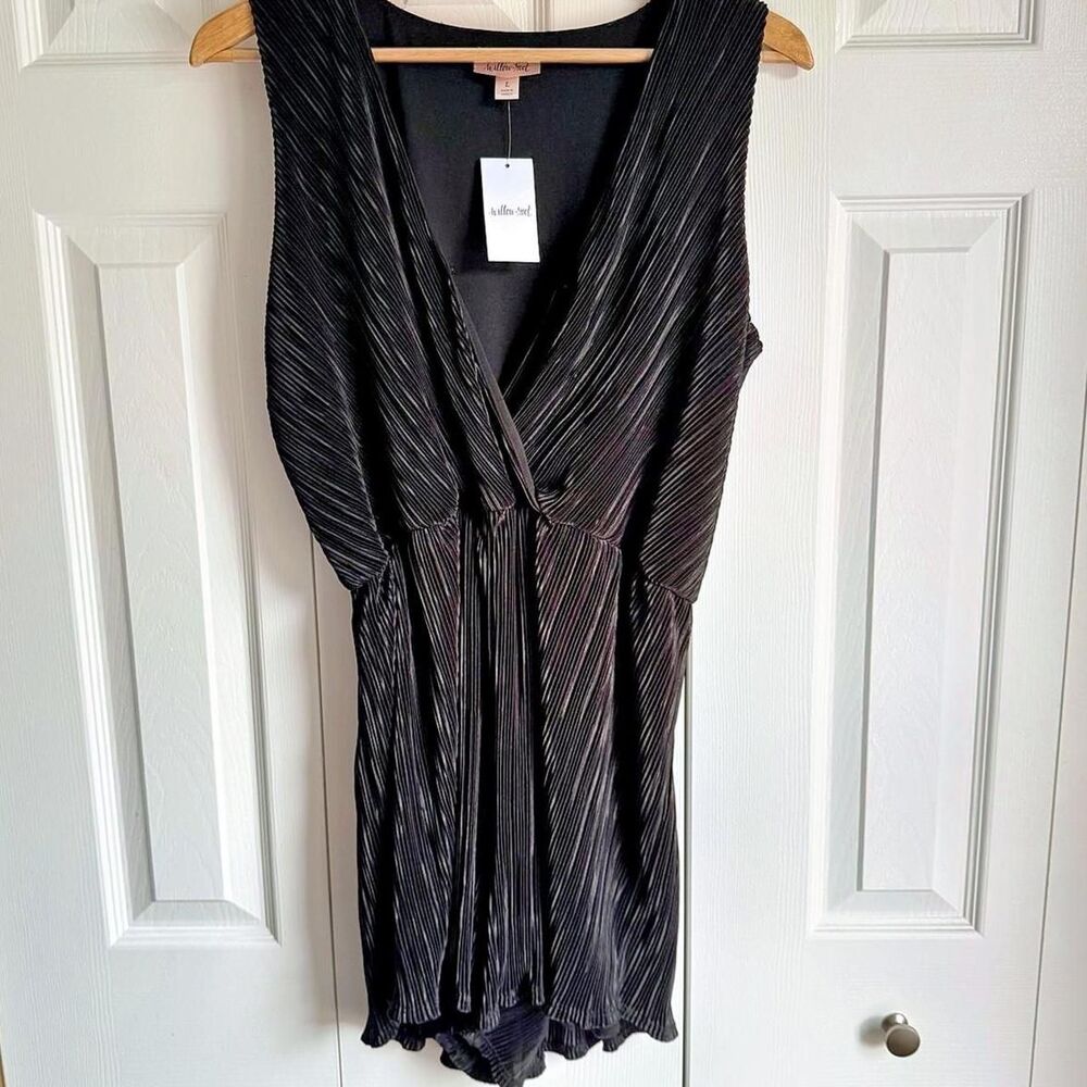 Black pleated romper dress size L by Willow & Root new with tags